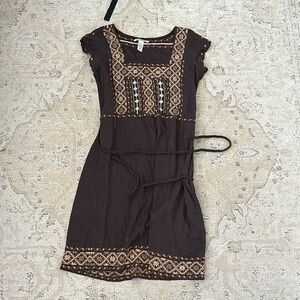 Brown embroidered lucky dress